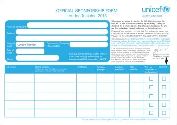 OFFICIAL SPONSORSHIP FORM Adidas Half Marathon ... - Unicef UK