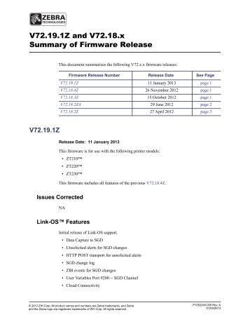 Firmware Release Notes - Zebra