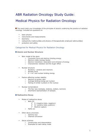 ABR Radiation Oncology Study Guide: Medical Physics for ...