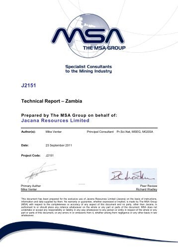 Independent Geologist's Report Zambia - Syrah Resources Ltd