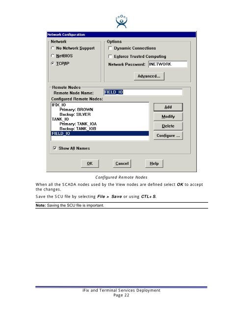 iFix and Terminal Services - ThinManager