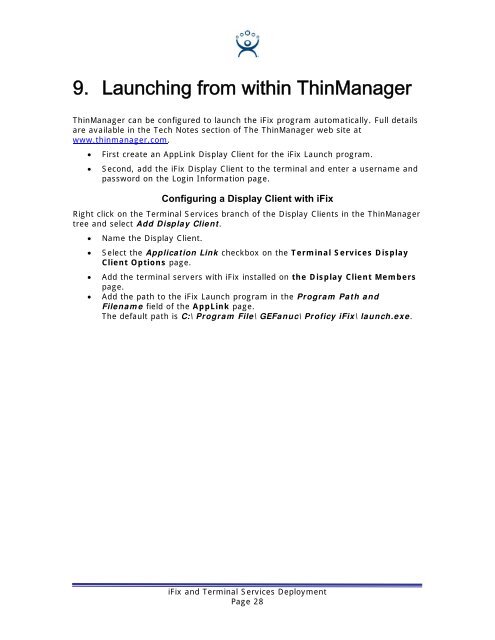 iFix and Terminal Services - ThinManager