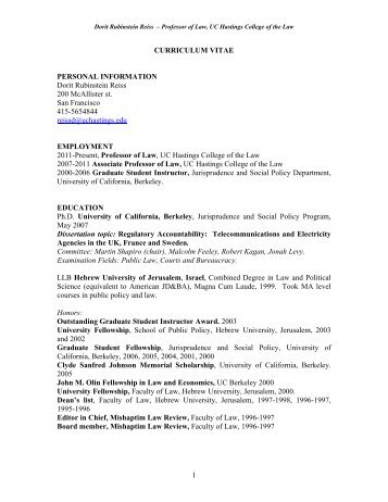 CURRICULUM VITAE - Hastings College of the Law