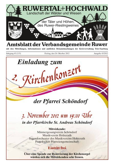 2. Kirchenkonzert - Verbandsgemeinde Ruwer