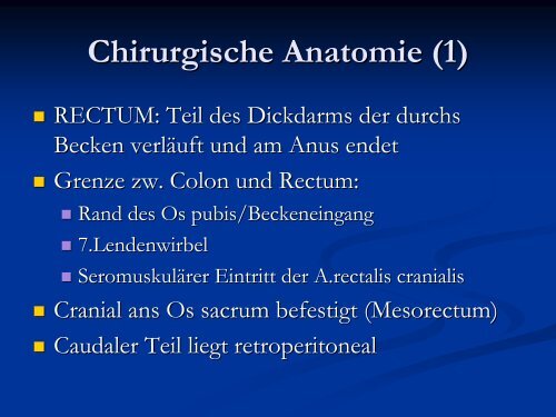 Chirurgie an Perineum, Rectum und Anus