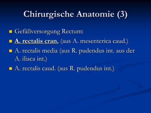 Chirurgie an Perineum, Rectum und Anus