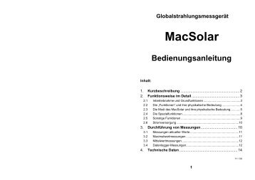 MacSolar (Vollversion) - Bedienungsanleitung