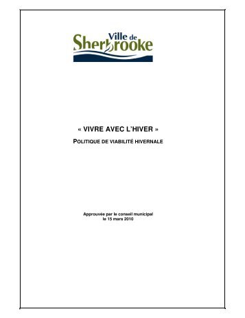 Â« VIVRE AVEC L'HIVER Â» - Ville de Sherbrooke