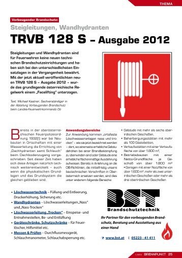 TRVB 128 S – Ausgabe 2012 Steigleitungen, Wandhydranten