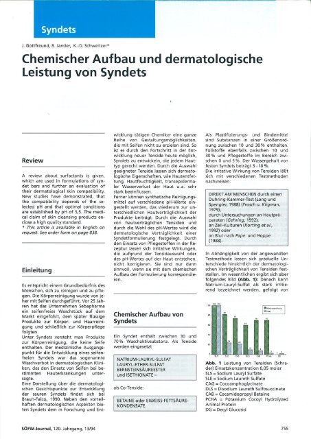 Chemischer Aufbau und dermatologische Leistung von Syndets