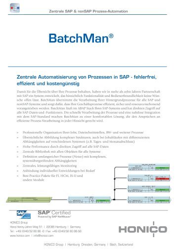 HONICO BatchMan Zentrale SAP und nonSAP Prozess-Automation