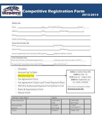 Competitive Registration Form - JAMSpiritSites.com