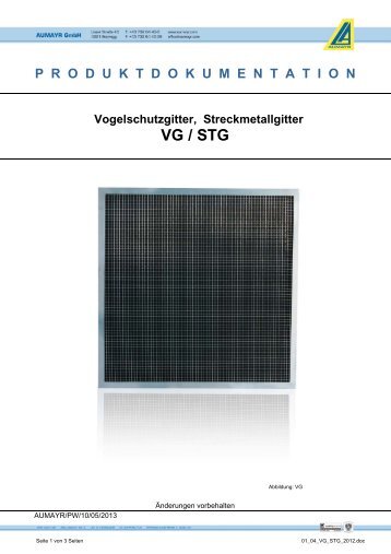 Vogelschutzgitter, Streckmetallgitter VG / STG