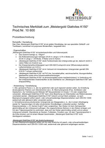 Technisches Merkblatt - Meistergold