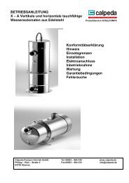 Betriebsanleitung - Calpeda Pumpen Vertrieb