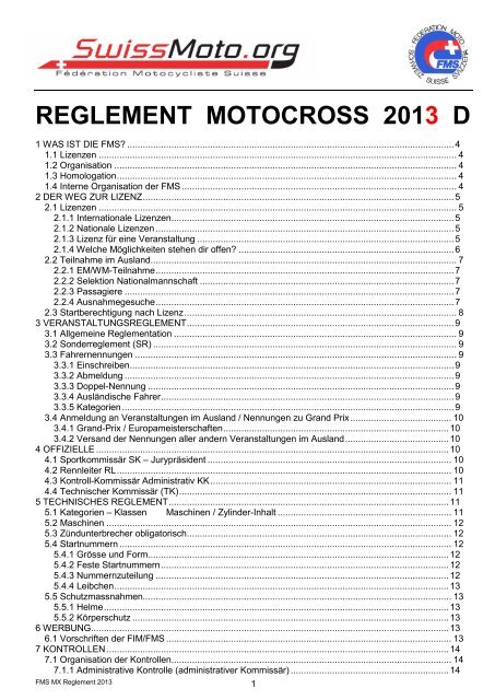 MX Reglement 2013 - FMS