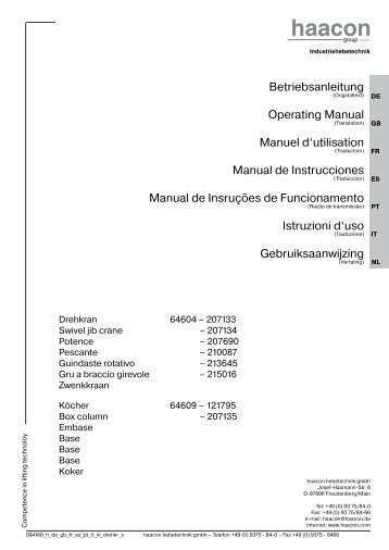 Betriebsanleitung Operating Manual Manuel d ... - Haacon.de
