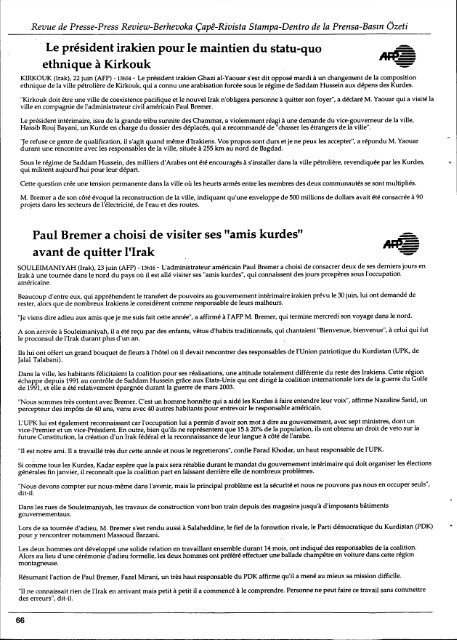 Bulletin de liaison et d'information - Institut kurde de Paris