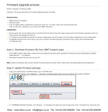 Ubiquiti Legacy Product Firmware Upgrade Guide (PDF) - 4Gon