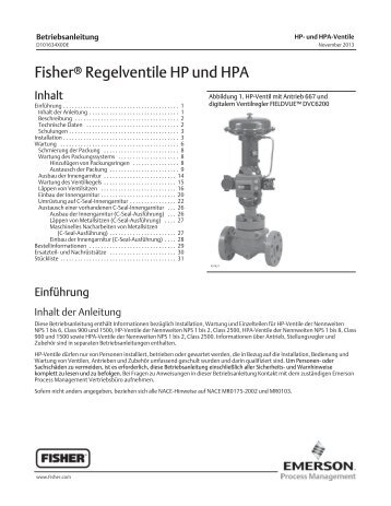 Fisherr Regelventile HP und HPA - Emerson Process Management