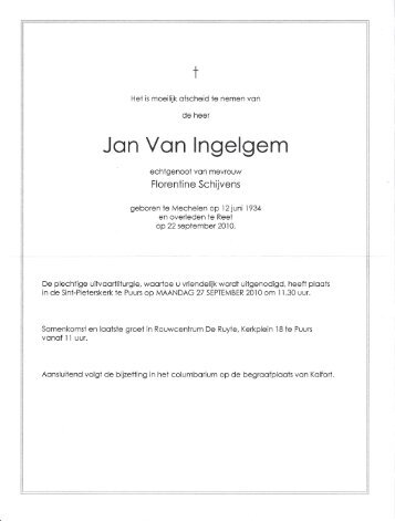 Rouwbrief Jan Van Ingelgem - VLP