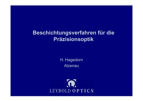 Leybold Optics GmbH (Dr.H.Hagedorn)