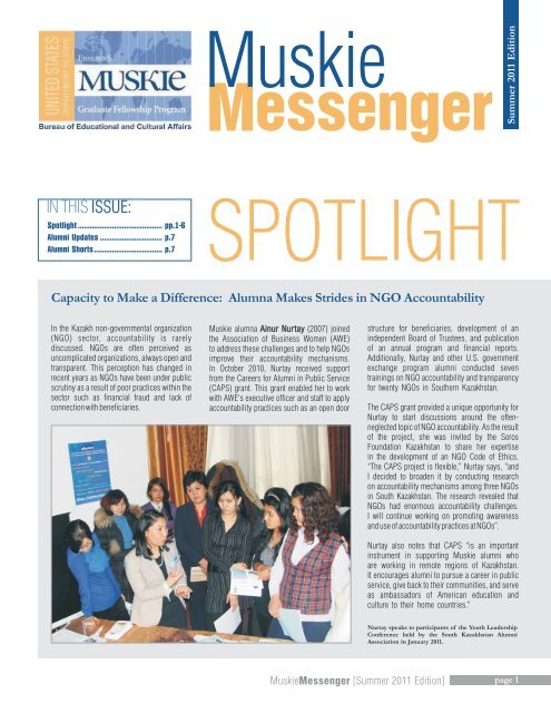 Muskie Messenger Summer 2011 - IREX