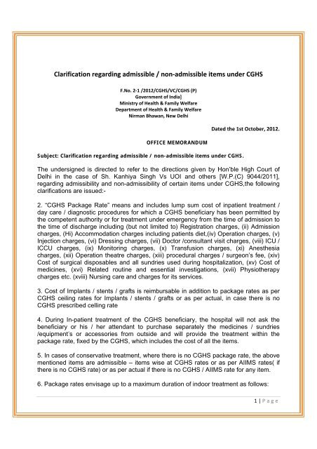 Clarification Regarding Admissible Non Admissible Items