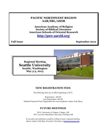 Pacific Northwest Region Fall Newsletter 2012 - Society of Biblical ...