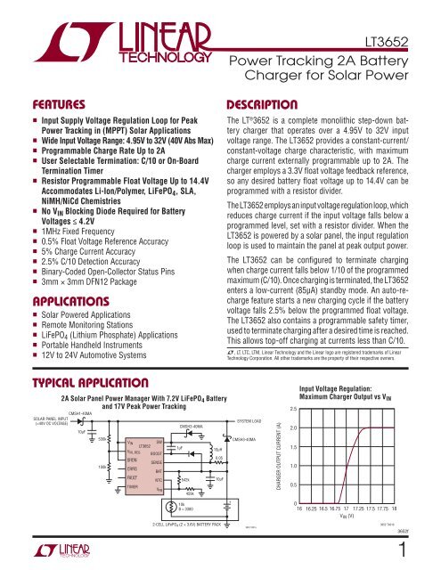 LT3652 - Power Tracking 2A Battery Charger for Solar Power - setron