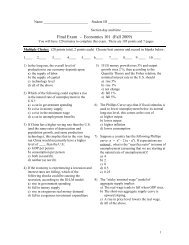 Final Exam - Economics 101 (Fall 2009)