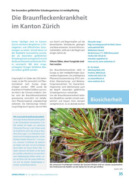 ZÃ¼rcher UmweltPraxis Nr. 72, vollstÃ¤ndige Ausgabe - Kanton ZÃ¼rich