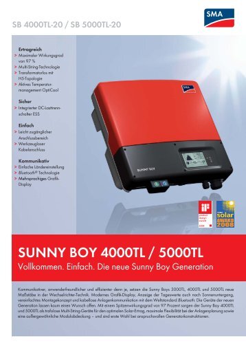 Sunny Boy 4000TL/5000TL - CONZE GmbH