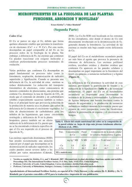 Micronutrientes en la Fisiología de las Plantas - International Plant ...