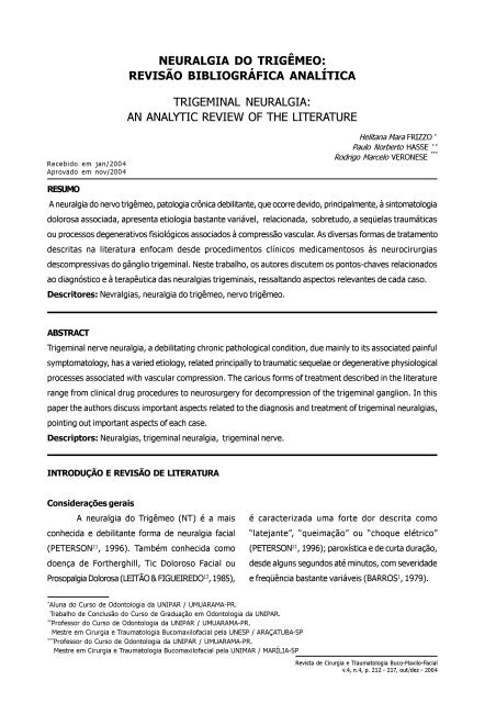 Resumo /Abstract - Artigo Completo - Revista de Cirurgia e ...