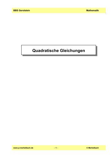Quadratische Gleichungen.pdf - von P. Merkelbach