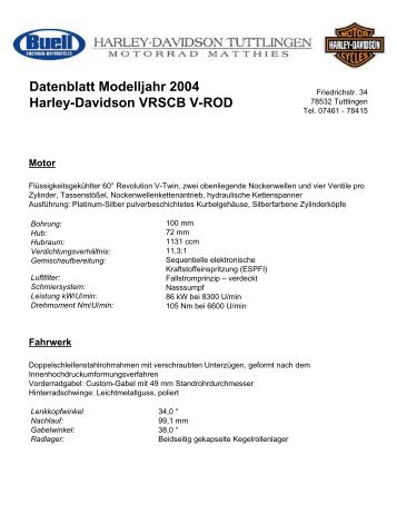 2004 Technische Daten VRSCB V-ROD - Harley-Davidson ...