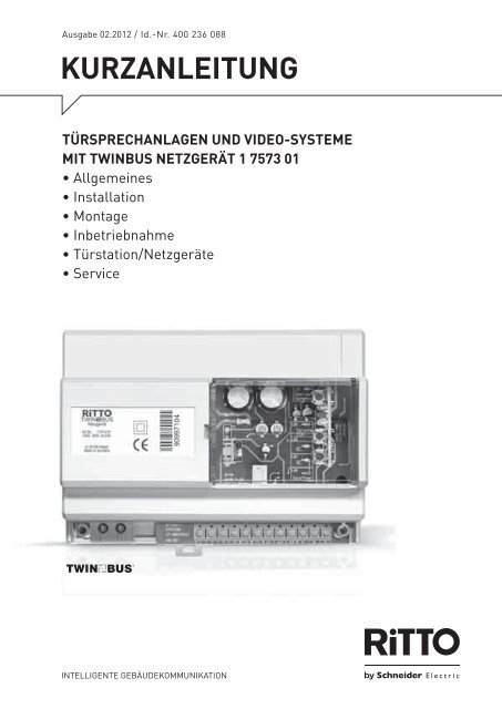 TwinBus quick reference manual - Ritto