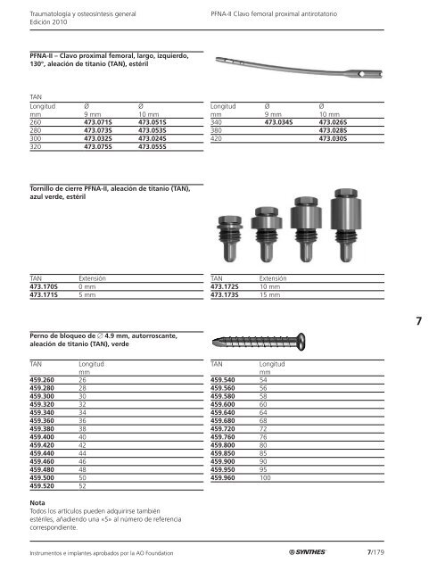 7/1 TraumatologÃ­a y osteosÃ­ntesis general EdiciÃ³n 2010 ... - Synthes