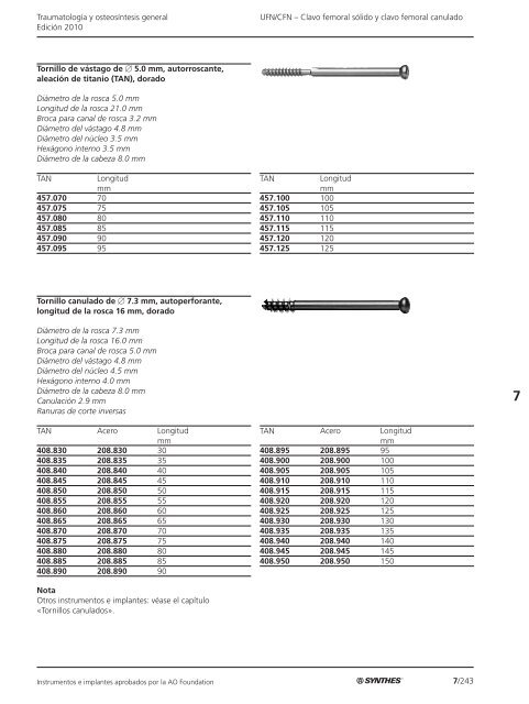 7/1 TraumatologÃ­a y osteosÃ­ntesis general EdiciÃ³n 2010 ... - Synthes