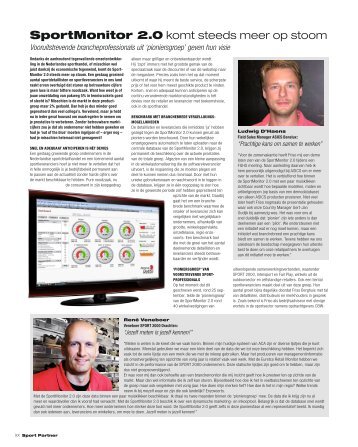 SportMonitor 2.0 komt steeds meer op stoom - Sport Partner