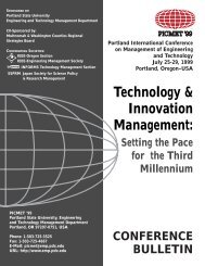 Technology & Innovation Management: - PICMET Conference