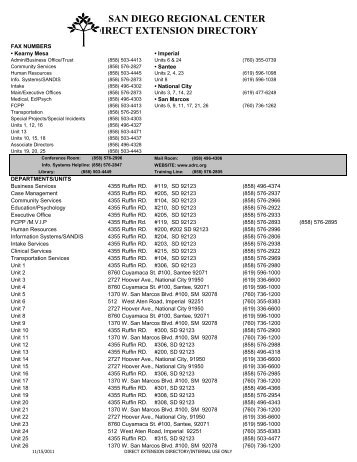 san diego direct extension directory san diego regional center