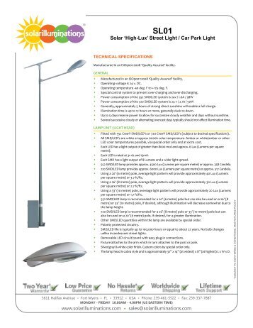 SL01 Solar 'High-Lux' Street Light - Solar Illuminations