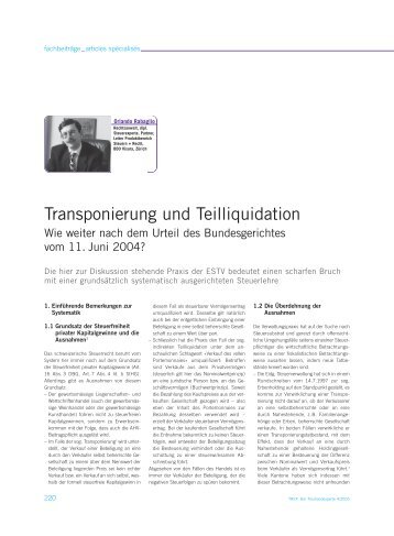 O. Rabaglio: Transponierung und Teilliquidation