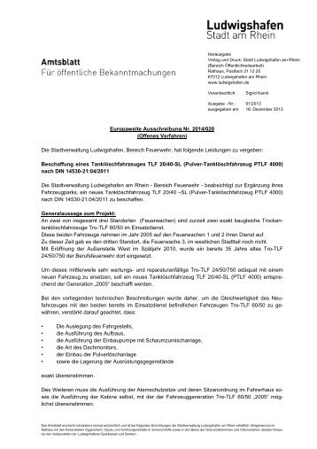 Europaweite Ausschreibung Nr. 2014/020 (Offenes ... - Ludwigshafen