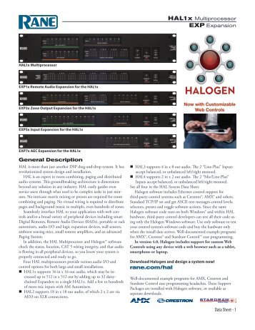 HAL1x and Expanders Data Sheet - Rane