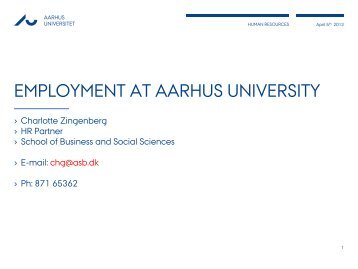 Employment at AU by Charlotte Zingenberg - Aarhus Universitet