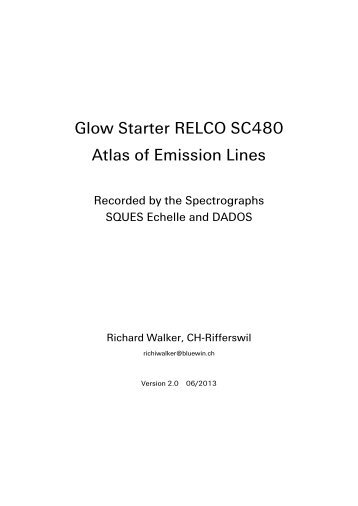 Glow Starter RELCO SC480 Atlas of Emission Lines - UrsusMajor