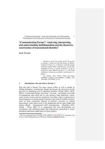 âCommunicating Europeâ: Analyzing, interpreting, and ...